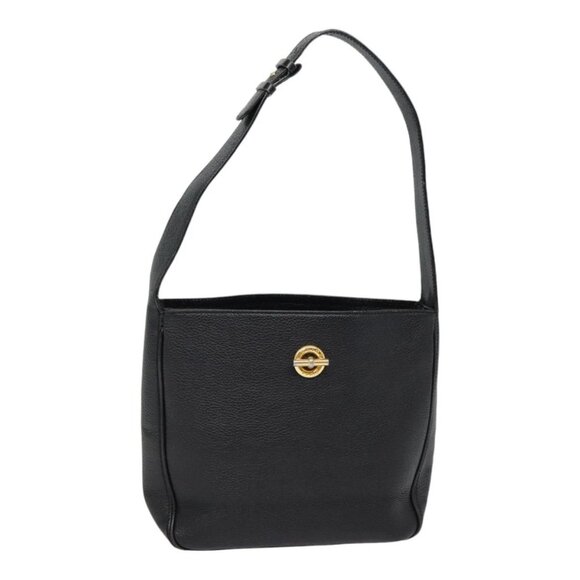 CELINE Shoulder Bag Leather Black Gold Auth 88491 - Picture 1 of 16